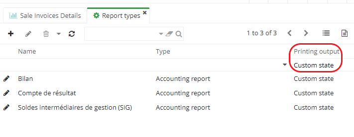 1.1. By selecting Custom state as the Printing output and then pressing the Enter button, you can sort the report types.